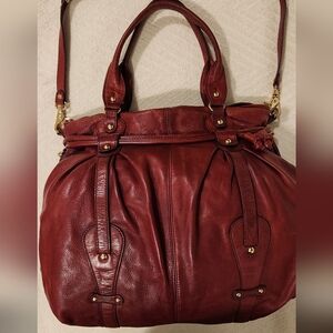 Nina Deep Red Leather Hobo Bag